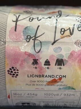 Lion Brand Yarn Pound of Love - Soft Light Elephant Gray Skein